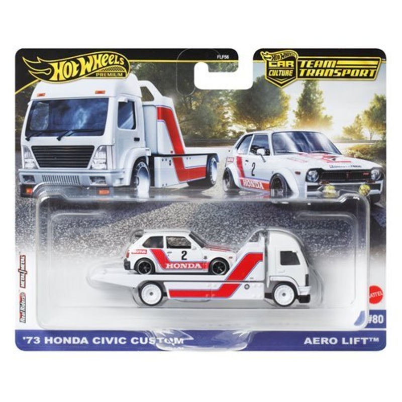 Hot Wheels 73 Honda Civic Custom & Aero Lift  Hot Wheels Team Transport - Collectible Toy Car Vehicle