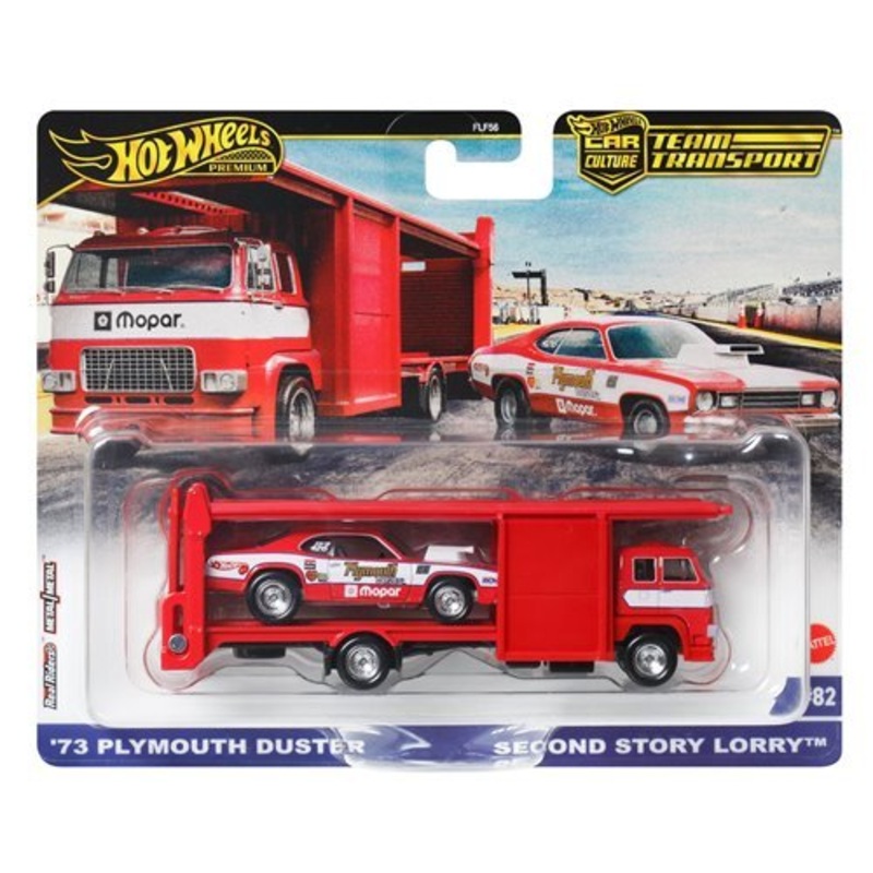 Hot Wheels Team Transport '73 Plymouth Duster Second Story Lorry - Collectible Toy Car Vehicle