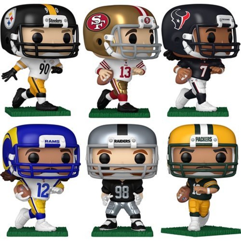 NFL Wave 14 Funko Pop! Football - Set of 6 (Brock Purdy #305, Puka Nacua #306, Jordan Love #307, Maxx Crosby #308, T.J. Watt #309, and C.J. Stroud #310) Collectible Vinyl Figures - Estimated Arrival: Jul. 2025 (PRE-SALE)