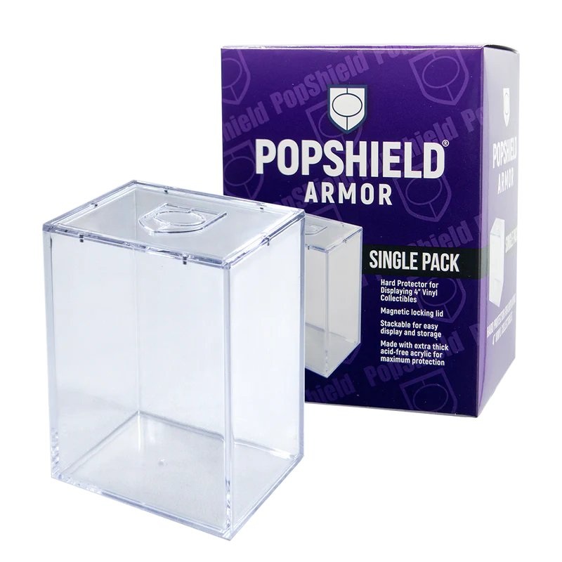 PopShield Armor Hard Protector for 4" Vinyl Collectibles - Magnetic Locking Lid - Stackable and Extra Thick Acrylic - Single Pack