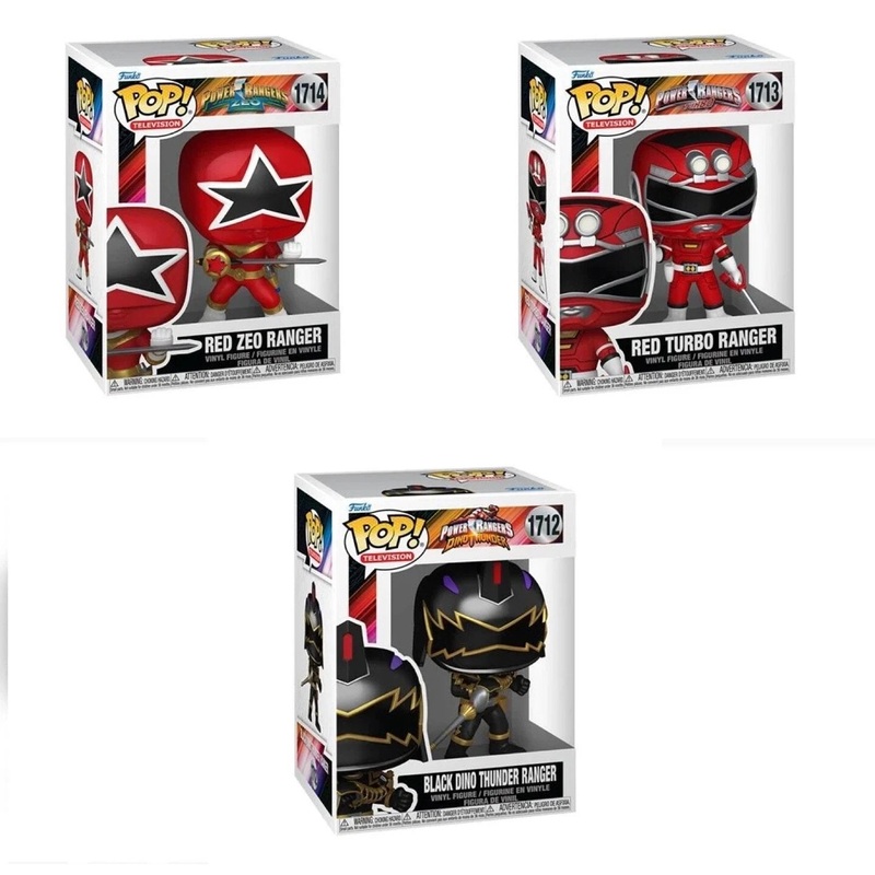 Power Rangers Generations Funko Pop! Television - Set of 3 (Red Zeo Ranger #1714, Red Turbo Ranger #1713, and Black Dino Thunder Ranger #1712) Collectible Vinyl Figures - Estimated Arrival: Aug. 2025 (PRE-SALE)