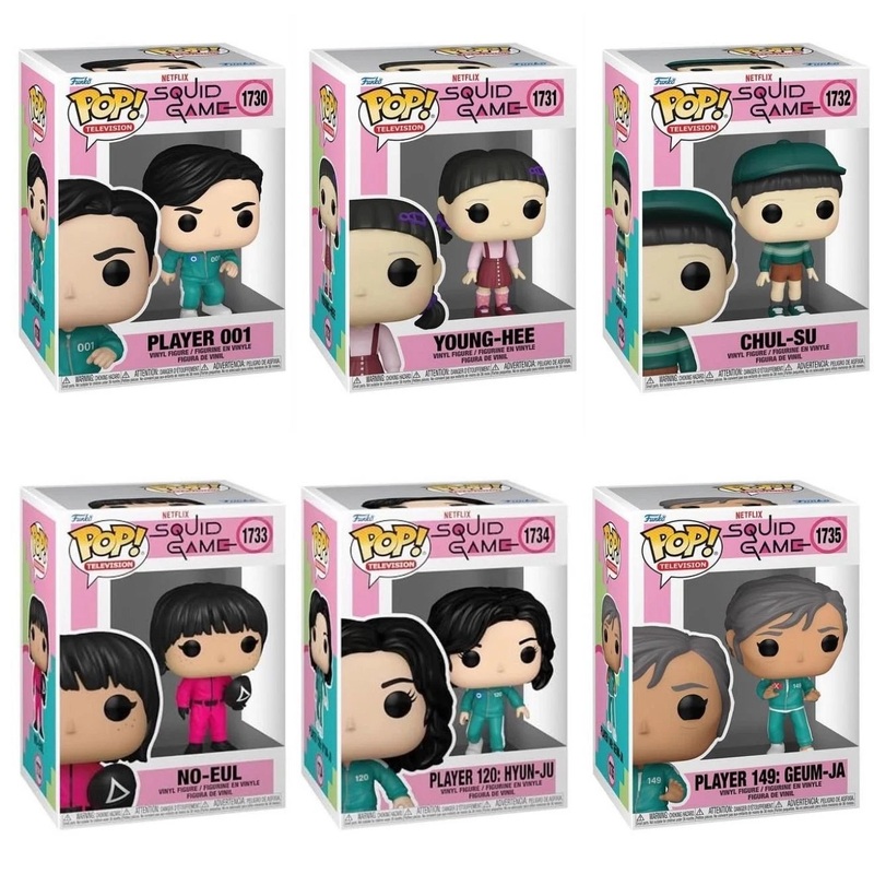 Squid Game Wave 3 Funko Pop! Television - Set of 6 (Player 001 #1730, Young-Hee #1731, Chul-Su #1732, No-Eul #1733, Player 120 Hyun-Ju #1734, and Player 149 Geum-Ja #1735) Collectible Vinyl Figures - Estimated Arrival: Aug. 2025 (PRE-SALE)