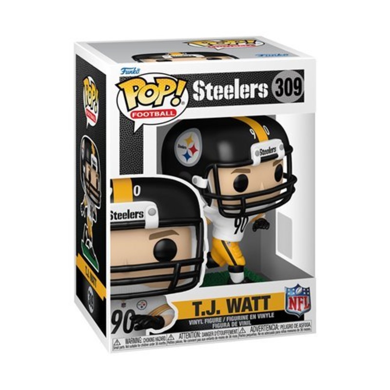 T.J. Watt #309 Funko Pop! Football NFL Steelers - Approx. 4 1/4" Collectible Vinyl Figure Bundled with Display Box Protector Case - Estimated Arrival: Jul. 2025 (PRE-SALE)