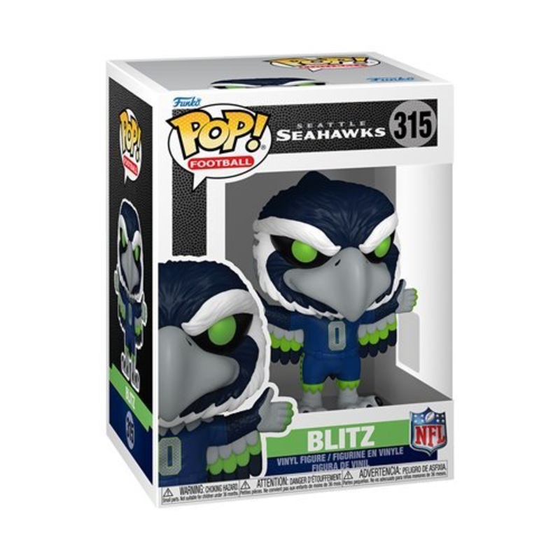 Blitz #315 Funko Pop! Football NFL Seattle Seahawks - Approx. 3 3/4" Collectible Vinyl Figure Bundled with Display Box Protector Case - Estimated Arrival: Aug. 2025 (PRE-SALE)