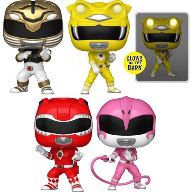 Mighty Morphin Power Rangers: The Movie Funko Pop! Movies - Set of 4 (Yellow Ranger Glow #1781, White Ranger #1780, Red Ranger #1779, and Pink Ranger #1778) Collectible Vinyl Figures