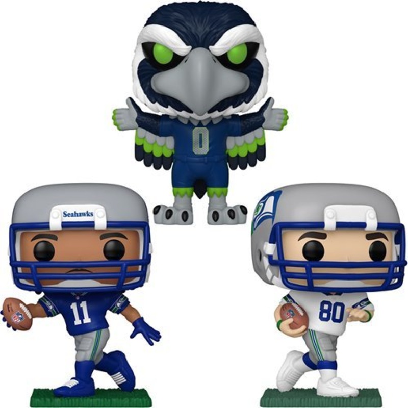 NFL Seattle Seahawks Funko Pop! Football - Set of 3 (Blitz #315, Jaxon Smith-Njigba #316, and Steve Largent #328) Collectible Vinyl Figures - Estimated Arrival: Aug. 2025 (PRE-SALE)
