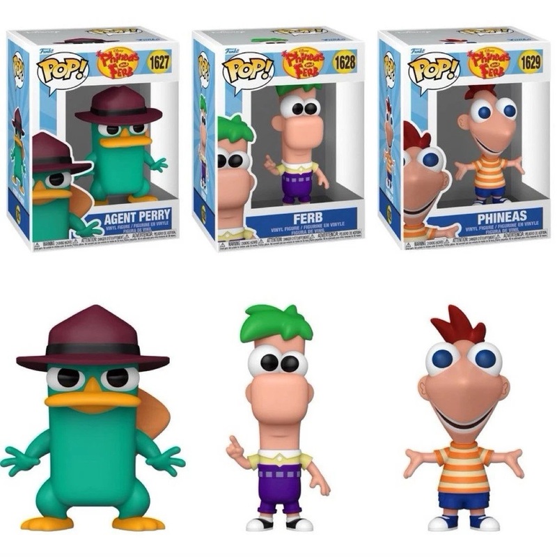 Phineas and Ferb Funko Pop! Set of 3 (Agent P #1627, Phineas #1629, and Ferb #1628) Collectible Vinyl Figures - Estimated Arrival: Sept. 2025 (PRE-SALE)