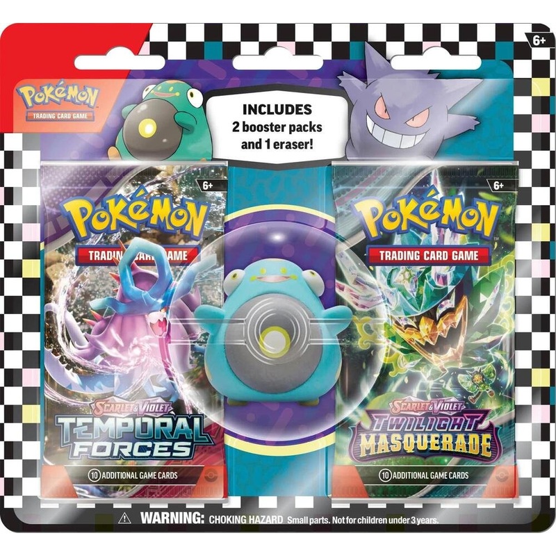 Pokmon TCG Scarlet & Violet Back to School Eraser Blister - Twilight Masquerade and Temporal Forces