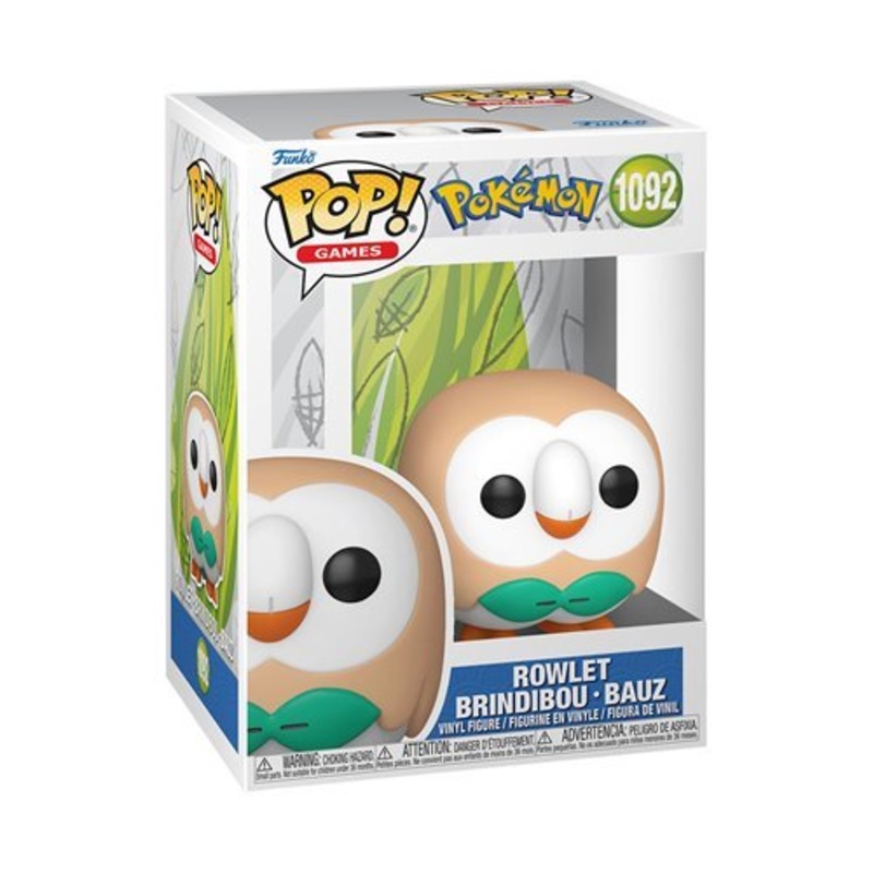 Rowlet Brindibou - Bauz #1092 Funko Pop! Games Pokemon - Approx. 2 1/2" Collectible Vinyl Figure Bundled with Display Box Protector Case - Estimated Arrival: Sept. 2025 (PRE-SALE)