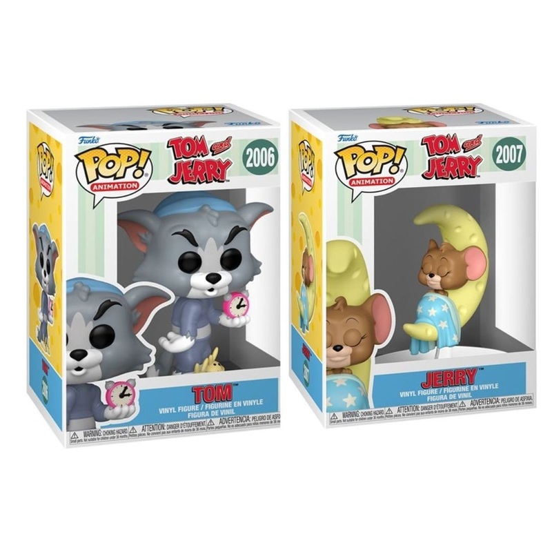 Tom and Jerry Wave 4 Funko Pop! Animation - Set of 2 (Tom with Clock #2006 and Jerry Sleeping #2007) Collectible Vinyl Figures - Estimated Arrival: Aug. 2025 (PRE-SALE)