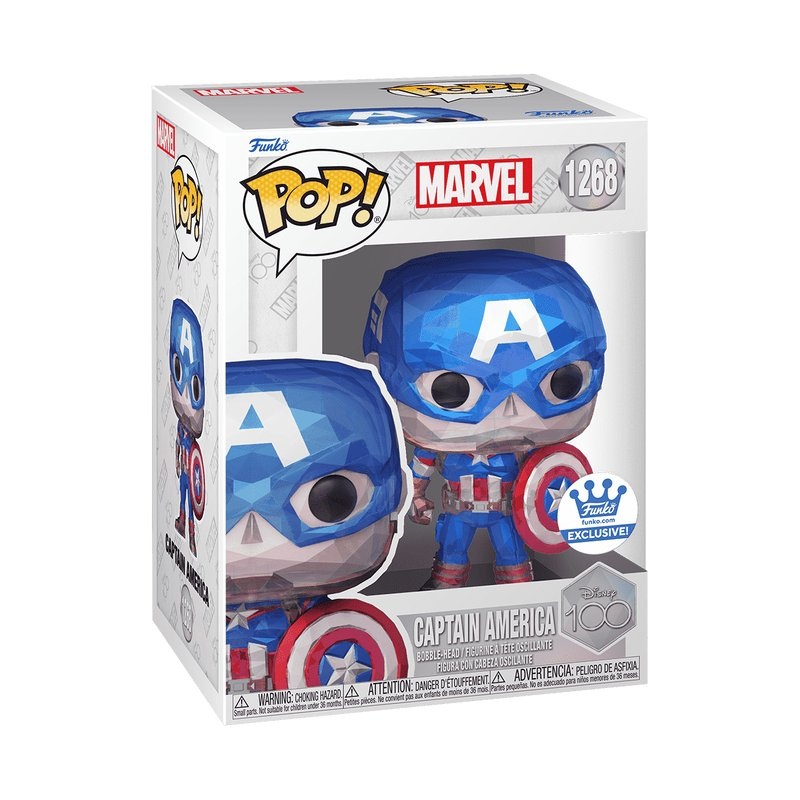 Captain America Funko Pop! Marvel Disney 100 - Approx. 3.9" Collectible Exclusive Bobble Head Figure #1268 Bundled with Display Box Protector Case