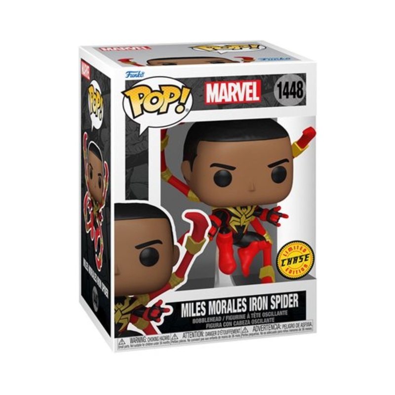 Miles Morales Iron Spider Funko Pop! Marvel Spider-Man Comics - Approx. 4 1/2" Collectible Chase Limited Edition Vinyl Figure #1448 with Display Box Protector Case
