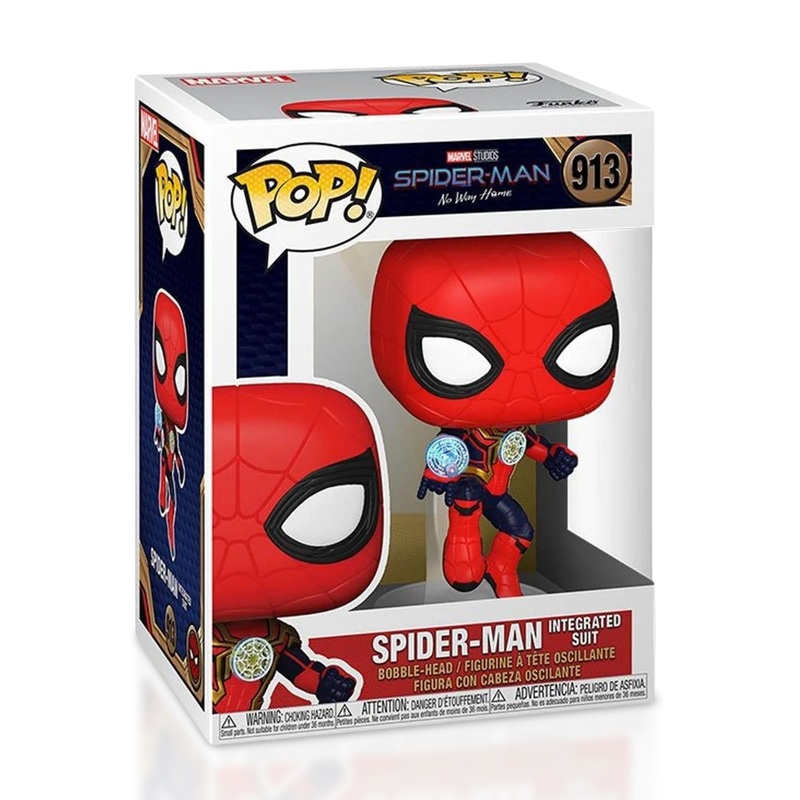 Spider-Man Integrated Suit Funko Pop! Marvel Studios Spider-Man No Way Home  - Approx. 3 3/4" Collectible Bobble-Head Figure #913 with Display Box Protector Case