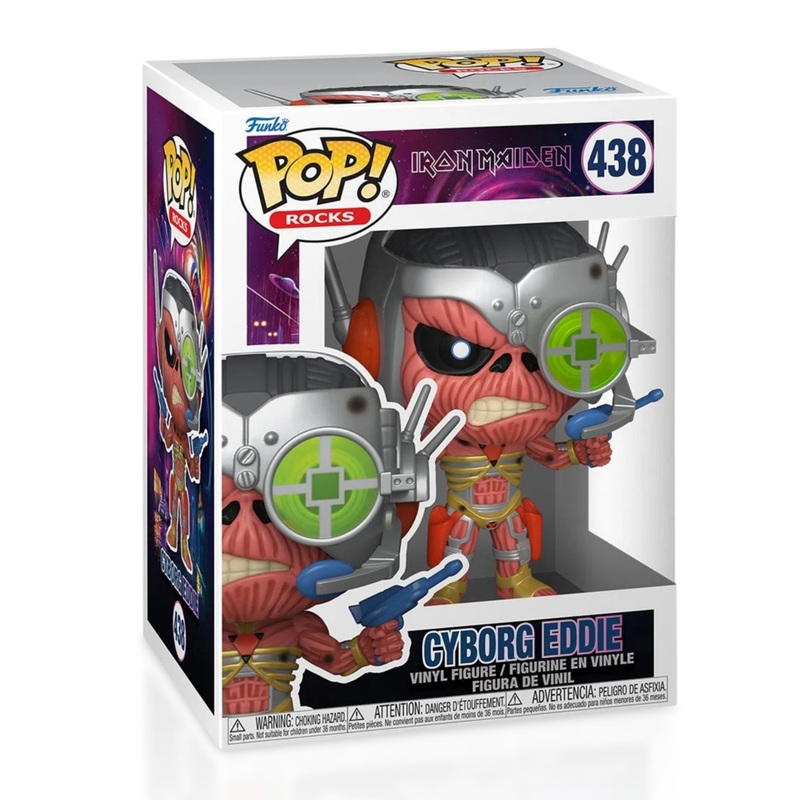 Cyborg Eddie Funko Pop! Rocks Iron Maiden - Approx. 4 3/4" Collectible Vinyl Figure #438 with Display Box Protector Case