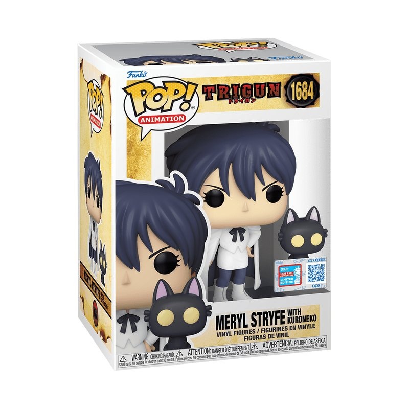 Meryl Stryfe with Kuroneko Funko Pop! Animation Trigun - NYCC 2024 Exclusive Shared Sticker - Approx. 4.25" Collectible Limited Edition Vinyl Figure #1684 with Display Box Protector Case