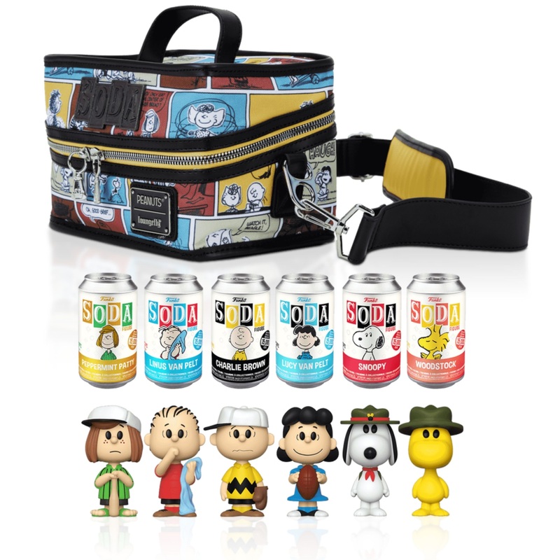 Peanuts Funko Soda! Comic Strips - 6-Piece Set of Approx. 4" Vinyl Figures in Collectible Soda Cans (Chance of 1 Chase Variant) with an 8" Cooler Bag