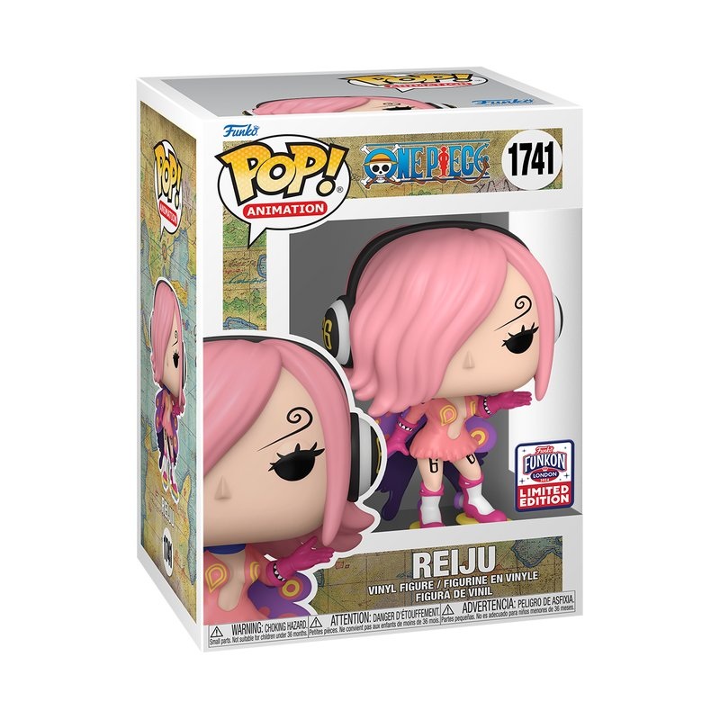 Reiju Funko Pop! Animation One Piece - 2024 FunKon London Sticker Exclusive Limited Edition - Approx. 3.9" Collectible Vinyl Figure #1741 with Display Box Protector Case