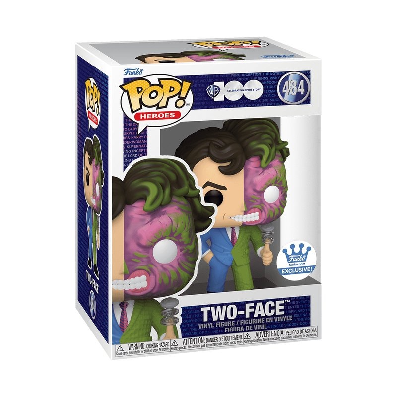 Two-Face Flipping Coin Funko Pop! Heroes DC Comics - WB 100 Celebrating Every Story - Approx. 4" Collectible Exclusive Vinyl Figure #484 with Display Box Protector Case