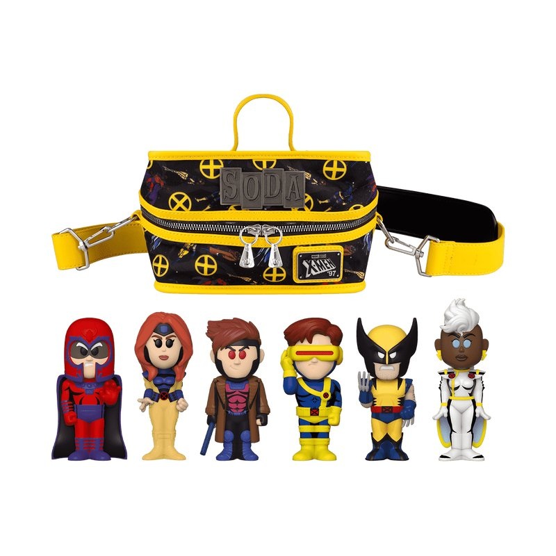 X-Men '97 Funko Soda! Marvel  6-Piece Set of Approx. 4" Vinyl Figures in Collectible Soda Cans (Chance of 1 Chase Variant) with an 8" Cooler Bag