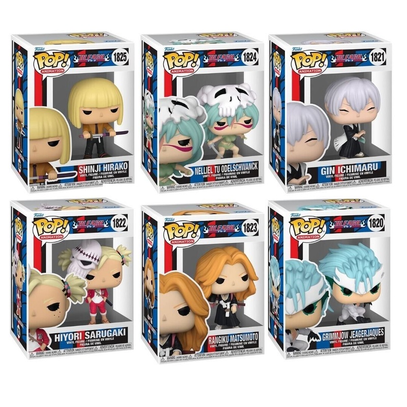 Bleach Wave 6 Funko Pop! Animation - Pack of 6 (Shinji Hirako #1825, Nelliel Tu Odelschwanck #1824, Rangiku Matsumoto #1823, Hiyori Sarugaki #1822, Grimmjow Jeagerjaques  #1820, and Gin Ichimaru #1821) Collectible Vinyl Figures