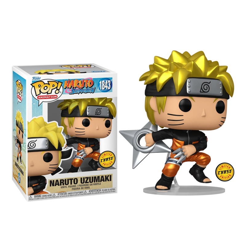 Naruto Uzumaki with Shuriken Funko Pop! Naruto Shippuden - Approx. 4 1/2" Collectible Chase Limited Edition Vinyl Figure #1843 with Display Box Protector Case