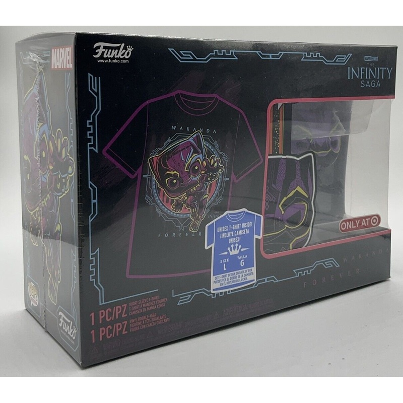 POP! and Tee Marvel Infinity Saga Black Panther Size Large T-Shirt bundle Box