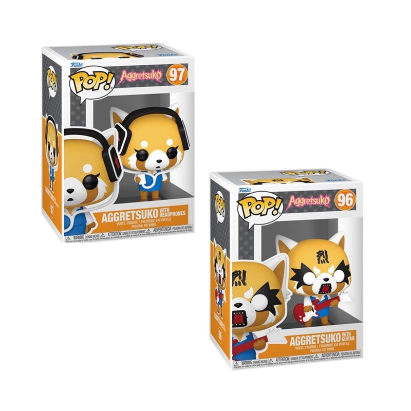 Sanrio Aggretsuko Wave 2 Funko Pop! - Set of 2 (Aggretsuko with Headphones  #97, and  Aggretsuko with Guitar #96) - Collectible Vinyl Figures