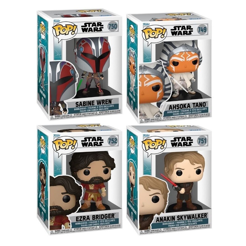 Star Wars: Ahsoka Series 3 Funko Pop! - Pack of 4 (Ahsoka Tano #749, Sabine Wren (Mandalorian Armor) #750, Anakin Skywalker with Red Lightsaber #751, and Ezra Bridger #752) Collectible Vinyl Figures