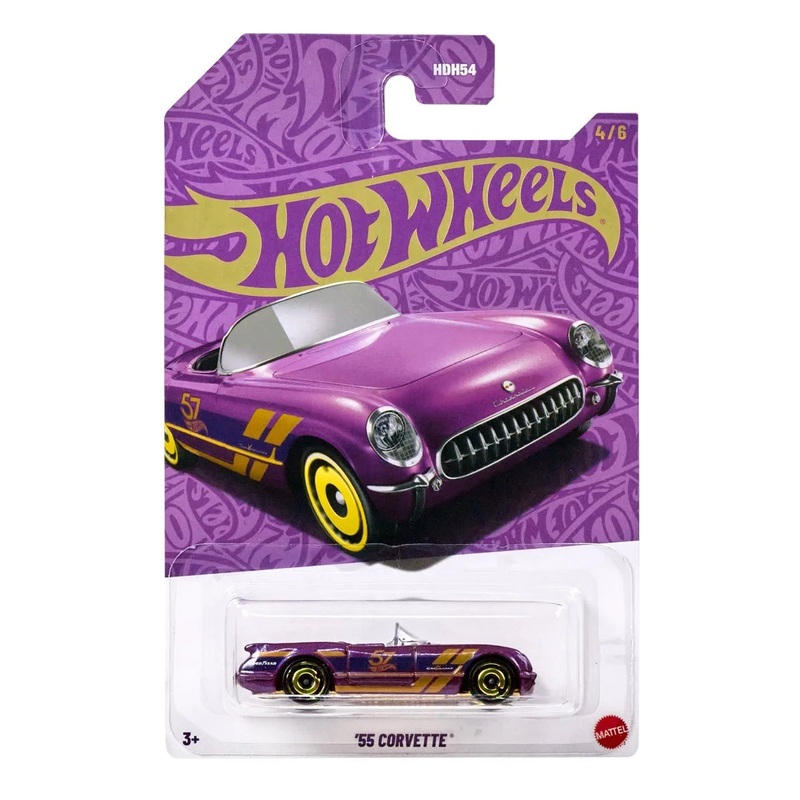 1955 Corvette 4/6 Hot Wheels Pearl and Chrome Vehicle 2025 Mix 1 - 1:64 Scale Die-Cast Collectible Toy Car
