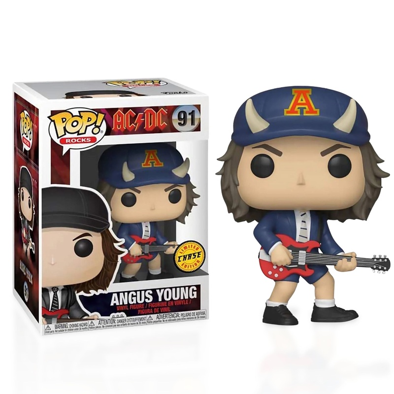Angus Young Funko Pop! Rocks AC/ DC - Approx. 3 3/4" Chase Limited Edition Collectible Vinyl Figure #91 Bundled with Display Box Protector Case