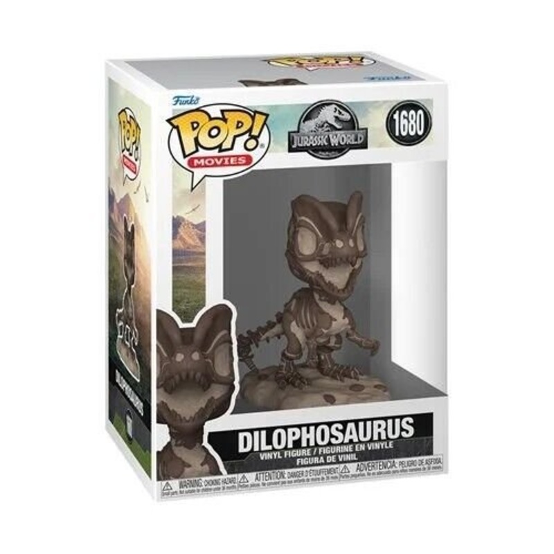 Dilophosaurus Funko Pop! Movies Jurrasic Park Fossil - Approx. 3 1/2" Collectible Vinyl Figure #1680 Bundled with Display Box Protector Case