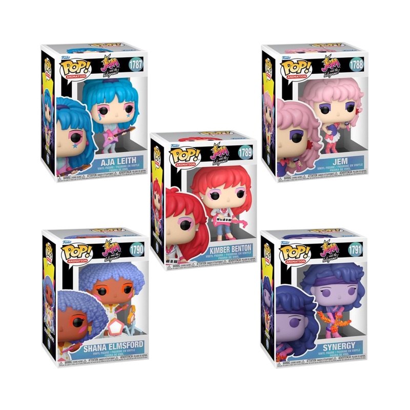 Funko Pop! Animation Jem and the Holograms Pack of 5 (Synergy #1791, Shana Elmsford #1790, Benton #1789, Jem #1788, and Aja Leith #1787) Collectible Vinyl Figures