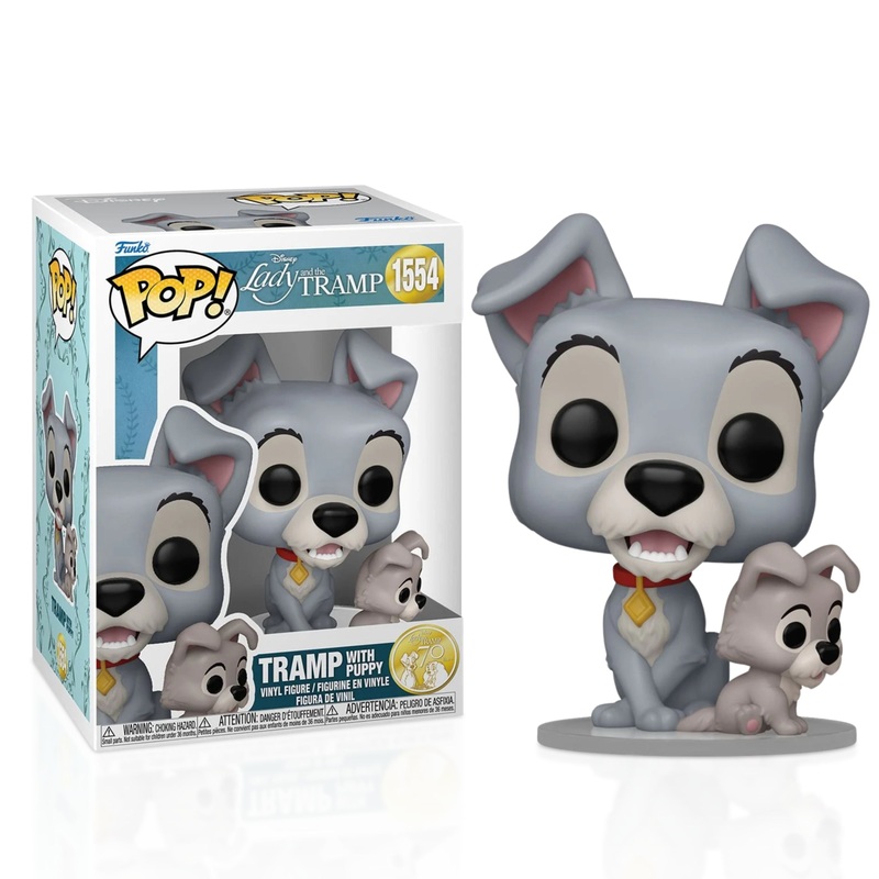 Tramp with Puppy Funko Pop! Disney Lady and the Tramp 70th Anniversary - Approx. 4" Collectible Vinyl Figure #1554 Bundled with Display Box Protector Case