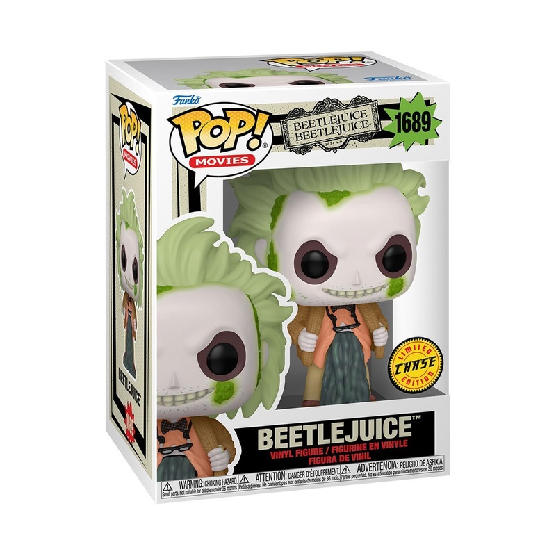 Beetlejuice Funko Pop! Movies Beetlejuice 2 Beetlejuice - Approx. 4 1/2" Chase Limited Edition Collectible Vinyl Figure #1689 Bundled with Display Box Protector Case
