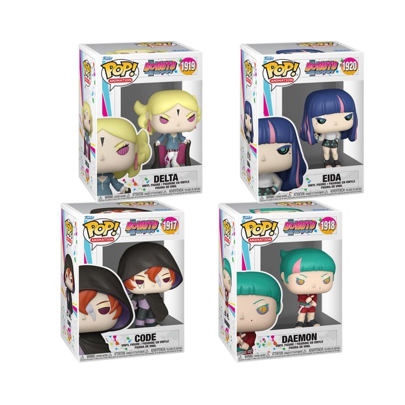 Boruto Naruto Next Generations Funko Pop! Animation Wave 6 - Set of 4 (Delta #1919, Eida #1920, Code #1917, and Daemon #1918) Collectible Vinyl Figures