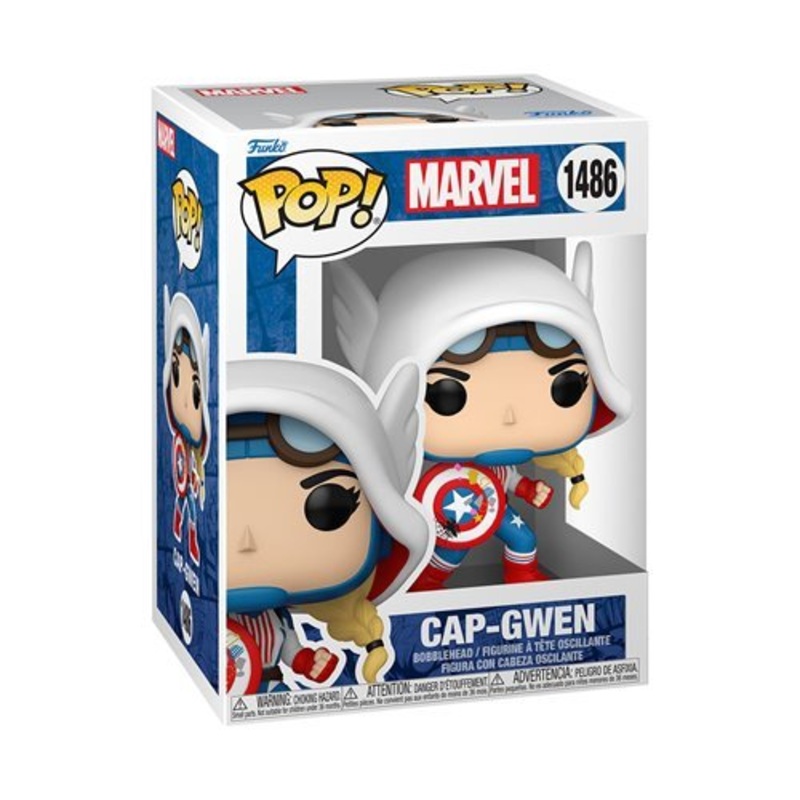 Cap-Gwen Funko Pop! Spider-Gwen: Gwenverse - Approx. 3 1/2" Collectible Vinyl Figure #1486 Bundled with Display Box Protector Case