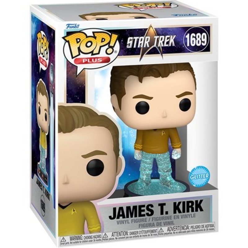 James T. Kirk Glitter Funko Pop! Plus Star Trek Transporter - Approx. 4 1/2" Collectible Vinyl Figure #1689 Bundled with Display Box Protector Case