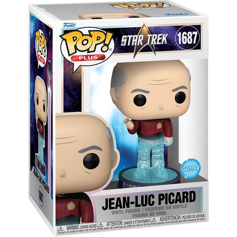 Jean-Luc Picard Glitter Funko Pop! Plus Star Trek Transporter - Approx. 4 1/4" Collectible Vinyl Figure #1687 Bundled with Display Box Protector Case