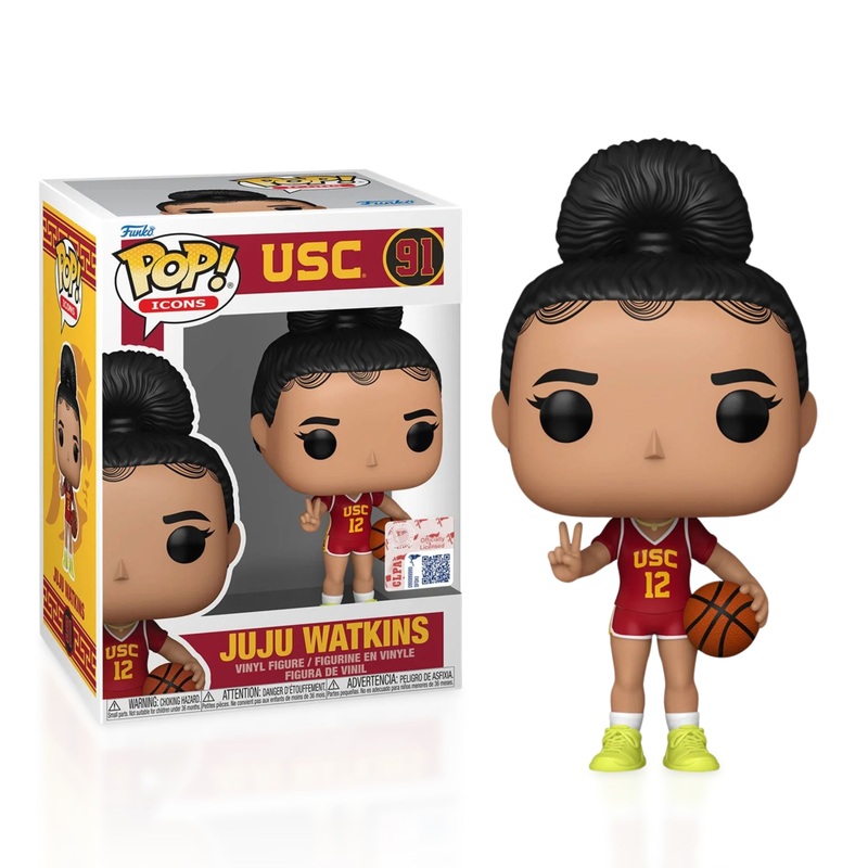 Juju Watkins Funko Pop! Icons NCAA USC Trojans - Approx. 3 3/4" Collectible Vinyl Figure #91 Bundled with Display Box Protector Case