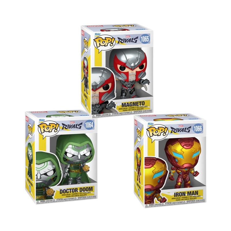 Marvel Rivals Funko Pop! Set of 3 (Doctor Doom #1064, Magneto #1065, and Iron Man #1066) Collectible Vinyl Figures