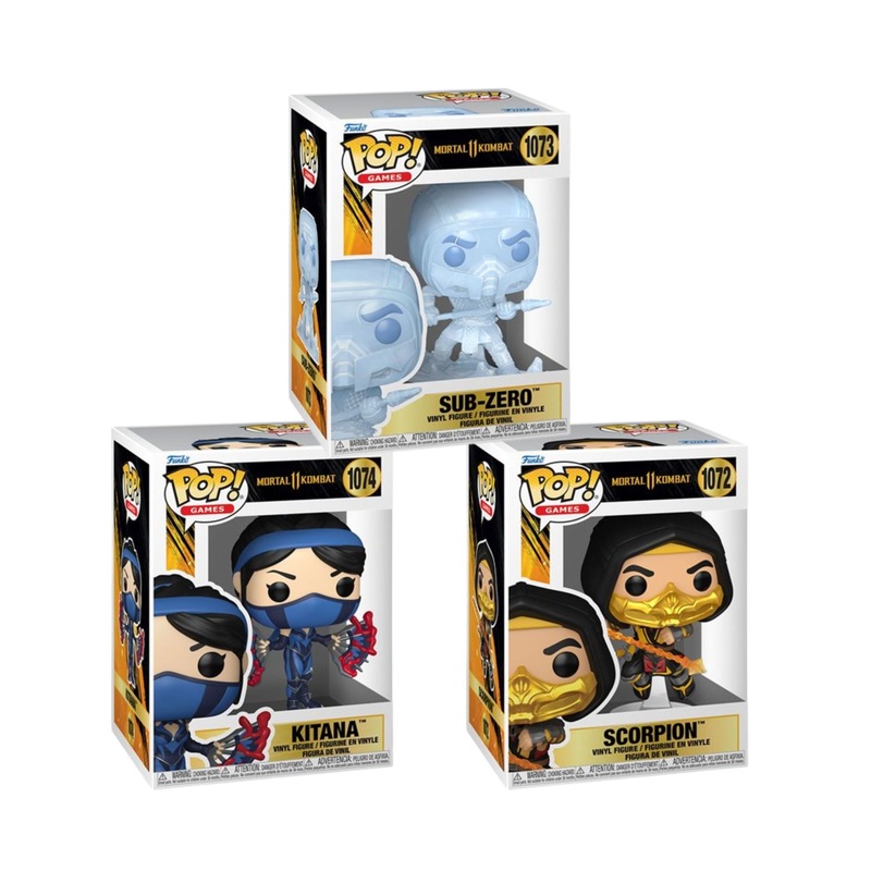Mortal Kombat 11 Fatality Funko Pop! Games  - Set of 3 (Scorpion #1072, Sub-Zero #1073, and Kitana #1074) Collectible Vinyl Figures