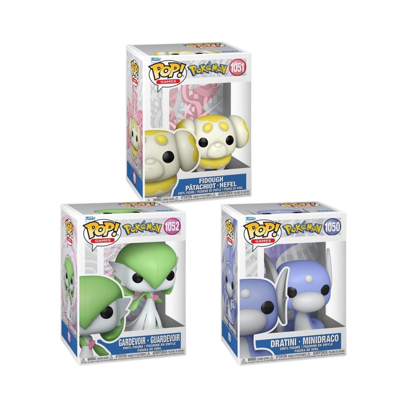 Pokemon Funko Pop! Games Wave 19 - Set of 3 (Gardevoir Guardevoir #1052, Fidough #1051 and Dratini Minidraco #1050) Collectible Vinyl Figures