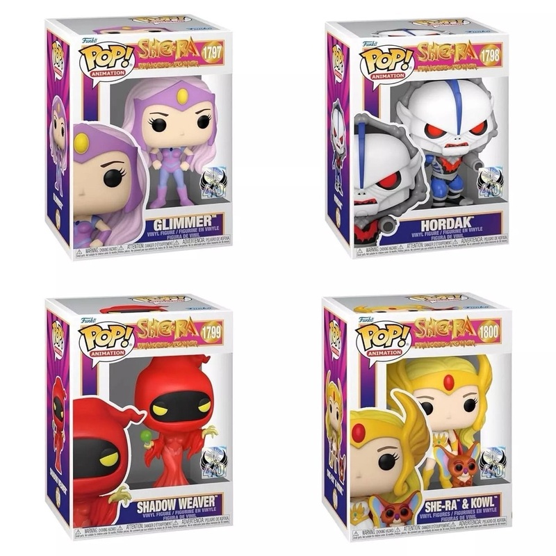 She-Ra: Princess of Power Funko Pop! Animation 40th Anniversary - Set of 4 (Shadow Weaver #1799, Glimmer #1797, She-Ra & Kowl #1800, and Hordak #1798) Collectible Vinyl Figures