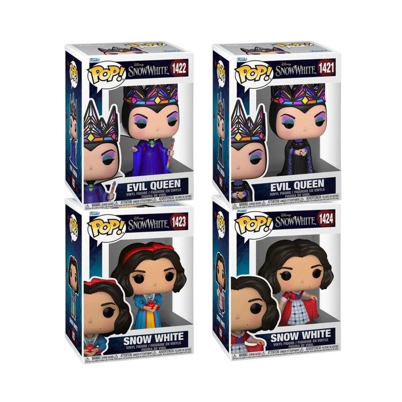 Snow White Live Action Wave 1 Funko Pop! Disney - Set of 4 (Evil Queen Hands Crossed #1421, Evil Queen with Wand #1422, Snow White with Apple #1423, and Snow White (Plaid) #1424) Collectible Vinyl Figures
