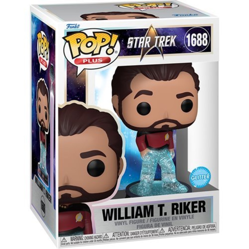 William T. Riker Glitter Funko Pop! Plus Star Trek Transporter - Approx. 4 1/2" Collectible Vinyl Figure #1688 Bundled with Display Box Protector Case