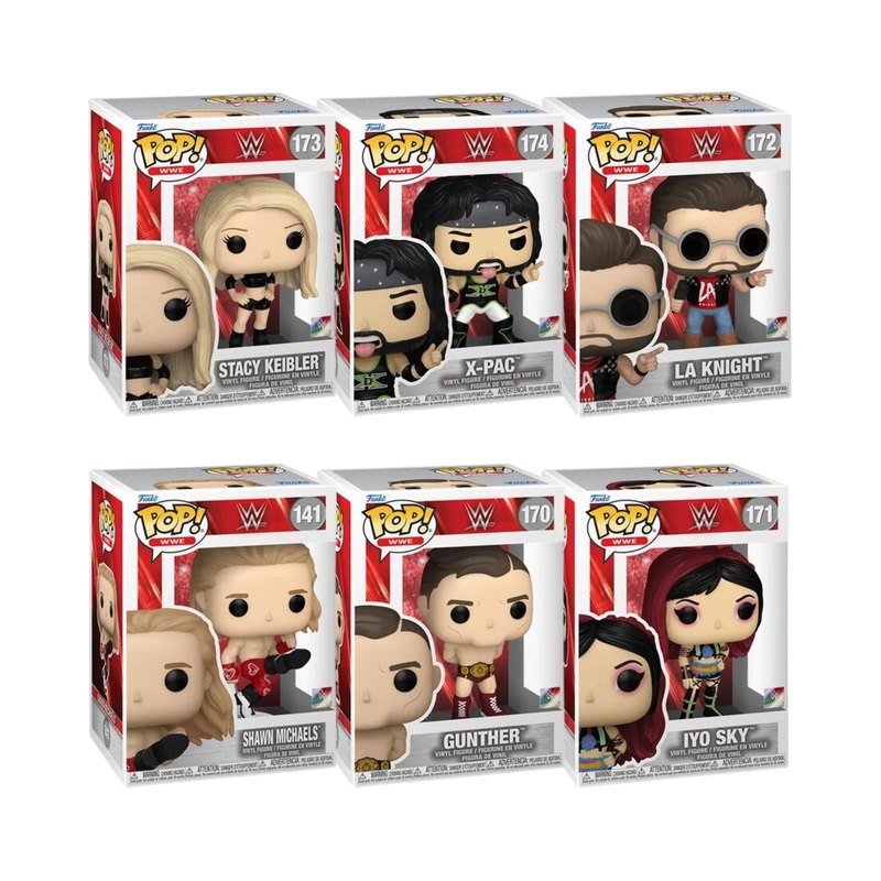 WWE Wave 25 Funko Pop! WWE - Set of 6 (Shawn Michaels #141, Gunther #170, Iyo Sky #171, LA Knight #172, Stacy Keibler #173, and X-Pac #174  ) Collectible Vinyl Figures