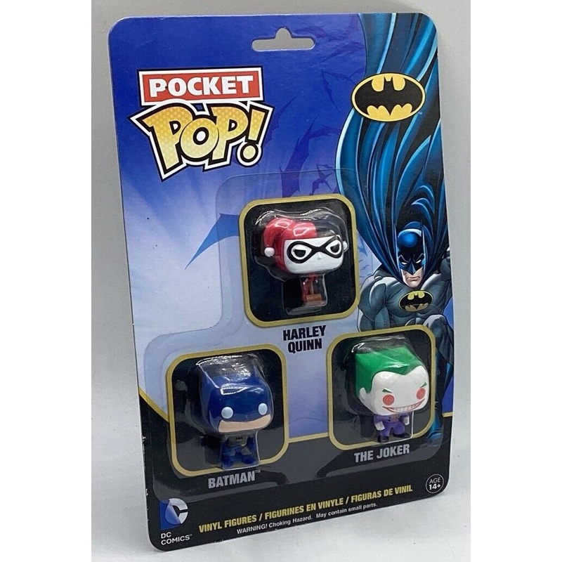 Funko Pocket Pop !3 Pack Batman Joker & Harley Quinn 3 Pack DAMAGED PACKAGE