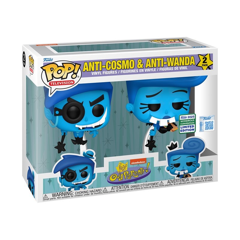 Anti-Cosmo & Anti-Wanda Funko Pop! The Fairly OddParents 2-Pack - WonderCon 2025 Exclusive SHARED Sticker - Approx. 4.95" and 5.05" Collectible Vinyl Figures