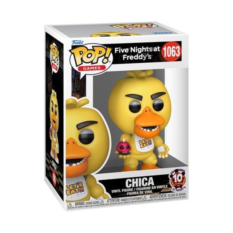 Chica Funko Pop! Games Five Nights at Freddy's 10th Anniversary - Approx. 3 3/4" Collectible Vinyl Figure #1063 Bundled with Display Box Protector Case