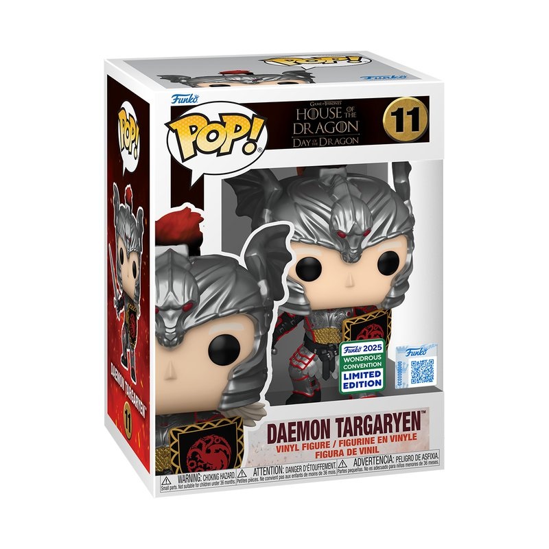Daemon Targaryen (Targaryen Armor) Funko Pop! Game of Thrones: House of the Dragon -  WonderCon 2025 Exc SHARED Sticker - Approx. 4.40" Exclusive Collectible Vinyl Figure #11 Bundled with Display Box Protector Cas
